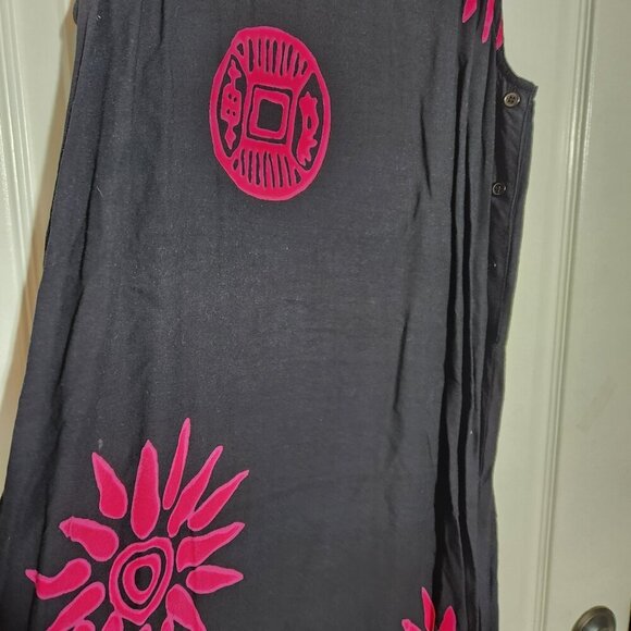 Vintage MTB Meant To Be Womens Short Sleeve Midi Shift Dress Sun Print Size S - Picture 3 of 6